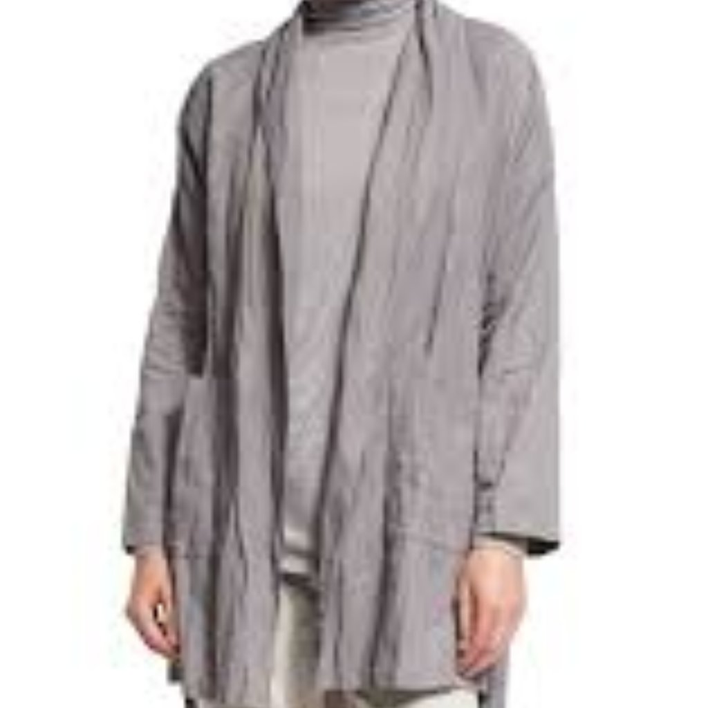 Nwt Eileen Fisher Smoke Textured Organic Cotton Kimono K/L Coat